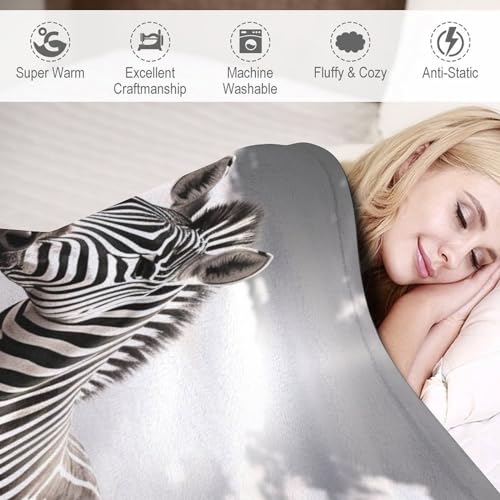 Manta de forro polar de cebra 180x200 cm para sofá y salón 6