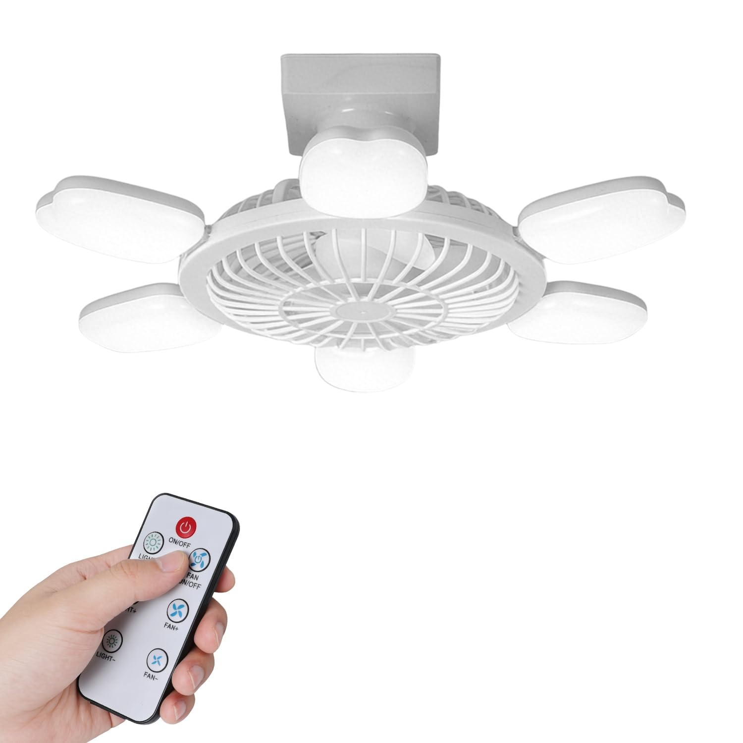 YSINOBEAR Ceiling Fan Light,E27 Fan Lights with Remote Control,Dimmable 40W 2400 Lumens 3-Color 3-Speed,2H/4H Timer,55cm Light Bulb Fan,Ceiling Fan with Light for Bedroom,Kitchen (E27-White-D)