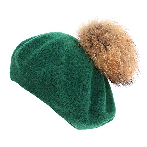 Women Beret Hat, Spring Autumn Pom Pom Beret Beanie Cap for Ladies