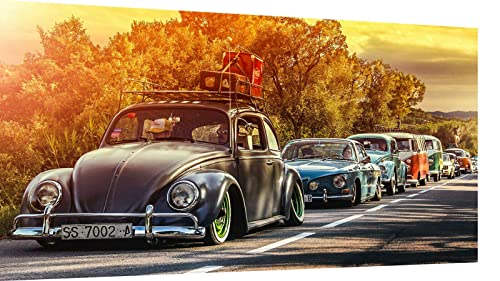 Magic Canvas Art - Bilder Oldtimer Autos Classic Käfer VW BUS Leinwandbild 1- teilig Hochwertiger Kunstdruck modern Wandbilder Wanddekoration Design Wand Bild, Größe: 120 x 80 cm Magic Canvas Art - Bilder Oldtimer Autos Classic Käfer VW BUS Leinwandbild 1- teilig Hochwertiger Kunstdruck modern Wandbilder Wanddekoration Design Wand Bild, Größe: 120 x 80 cm