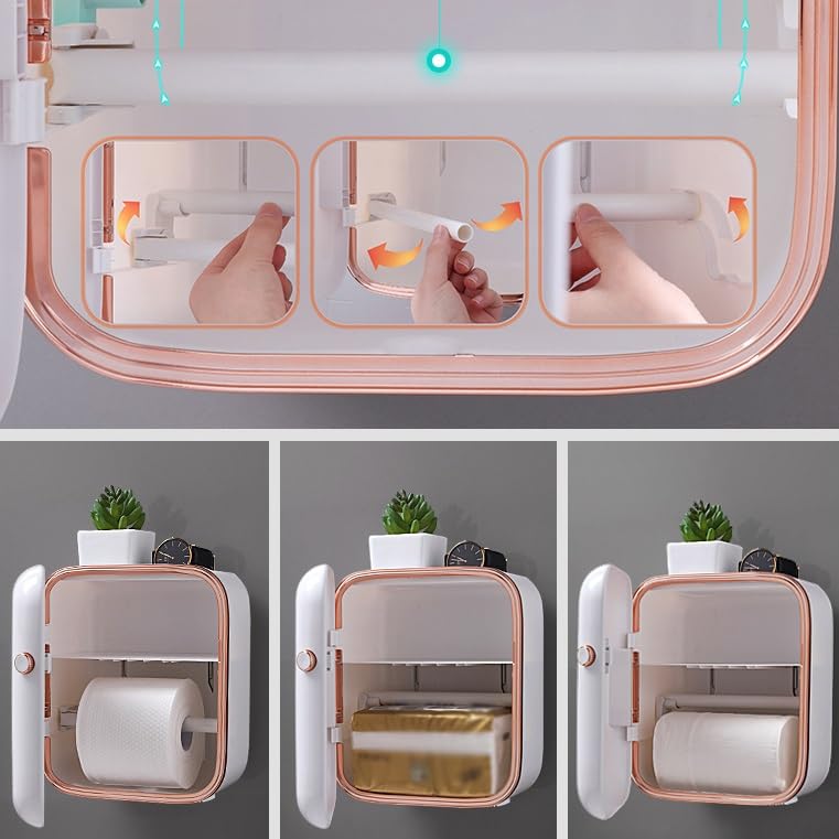 Rangement sans perforation pour papier rouleau de salle de bain