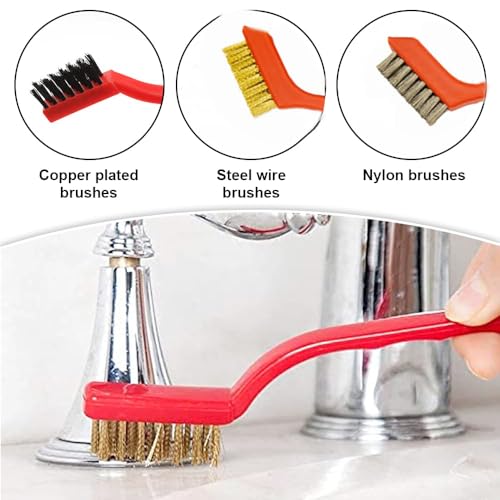 Image of Wire Brush, Copper Wire Knife Brush, Stainless Steel Wire Brush, Cleaning and Rust Removal Brush, Nylon Wire Brush, mini Iron Brush, 3Pcs