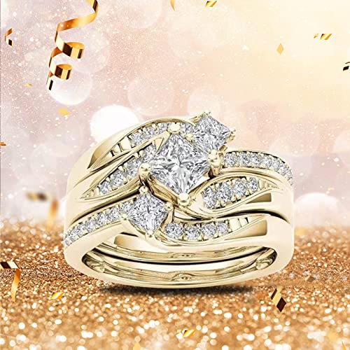 iLH Sterling Silver Rings Womens Diamond Engagement Wedding Bands Jewelry Gift Cubic Zirconia Shiny Statement Rings 92