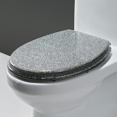 Abattant de toilette en résine pailletée or rose avec charnière inox durable