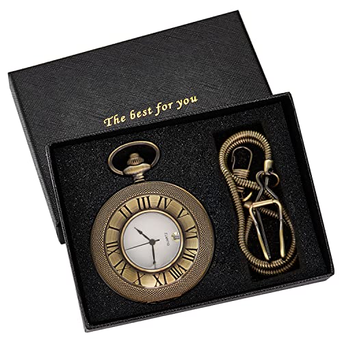 Image of Hollow Roman Digital Pocket Watch Cover for Men, Calendar Roman Dial Men's Pocket Watch with Chain