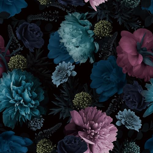 Papier peint floral noir repositionnable et imperméable - 2
