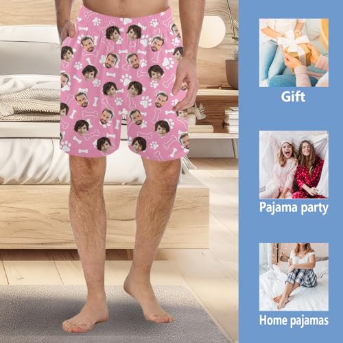 Custom Men's Pajama Shorts, Funny Home Pajama Pants with Pets Photo,Men and Women face, Personalized Sweet Gift4