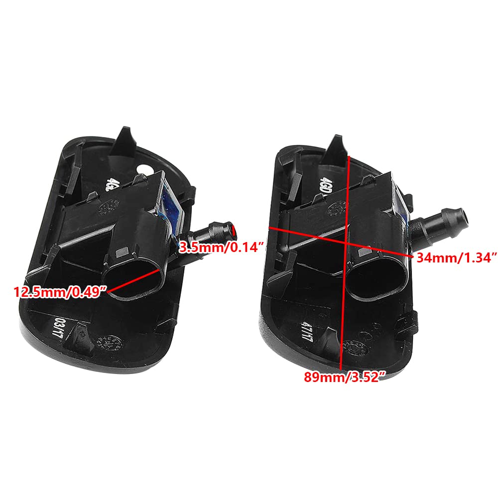 Baceyong 2x Jets de buse de pulvérisation de lave-glace chauffants pour voiture 4GD955987, 4GD955988 Compatible avec Audi A3 A4 A5 A6 A7 Q3 Q5 Q7 TT