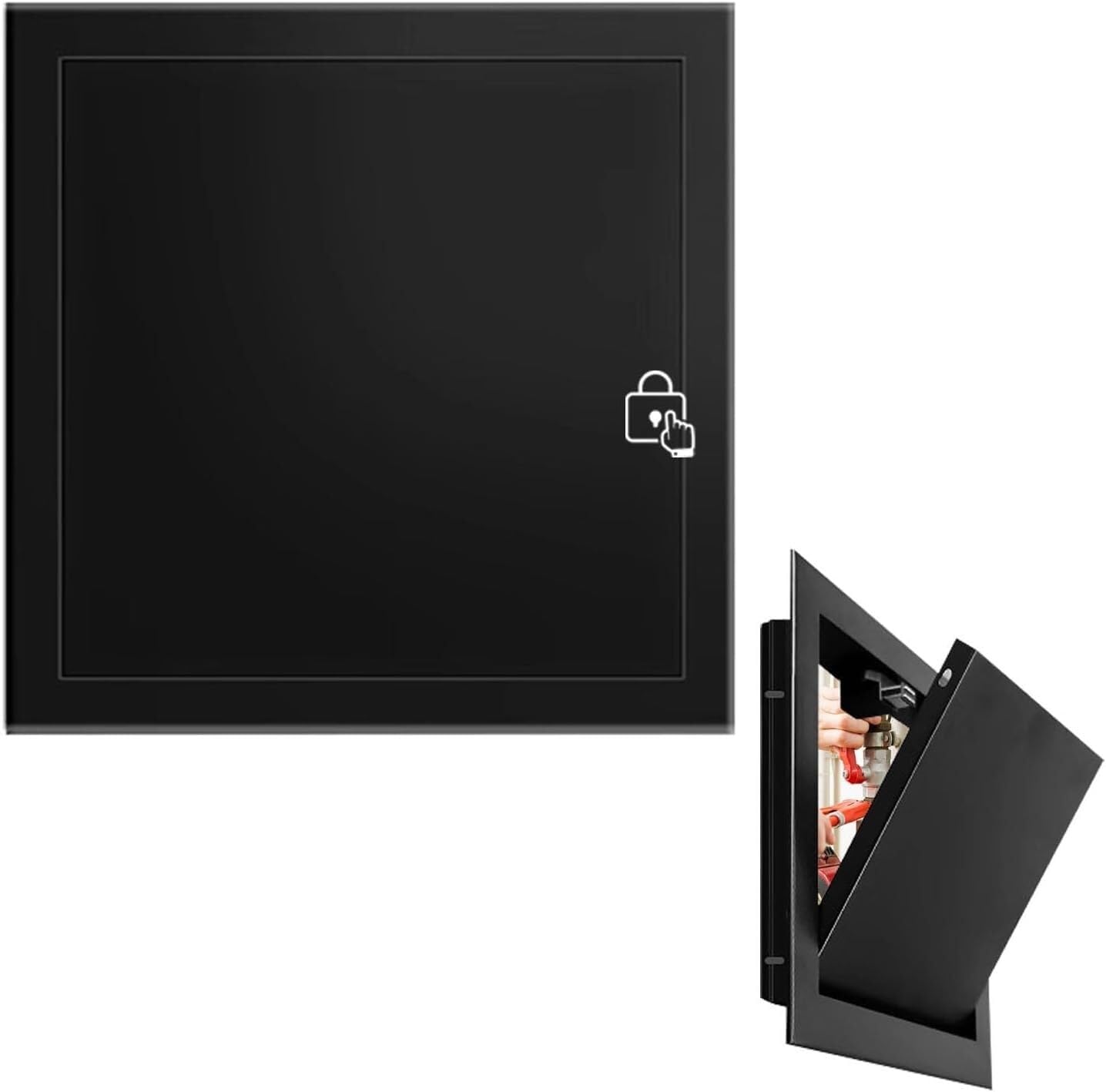 Kjobdwz One Color Steel Access Panel Access Panel Plumbing Access Panel For Drywall Black, Galvanized Steel Access Hole Door Cover With Click Open/Close(15X15cm/6X6in)