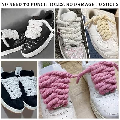 Thick Rope Shoe Laces Strings for Air Force 1, 10mm Round Cotton Chunky Shoelaces Replacement Laces for Sneakers