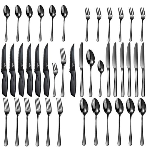 Besteck Set 6 Personen,Targzier 36 teiliges Edelstahl Besteckset mit Steakmesser,Hochwertiges Essbesteck,Messer Gabel Löffel für...