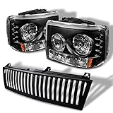 AKKON - Fit 1999-2002 Silverado 2000-2006 Suburban Tahoe LED Headlights W/Bumper Housing + Black...