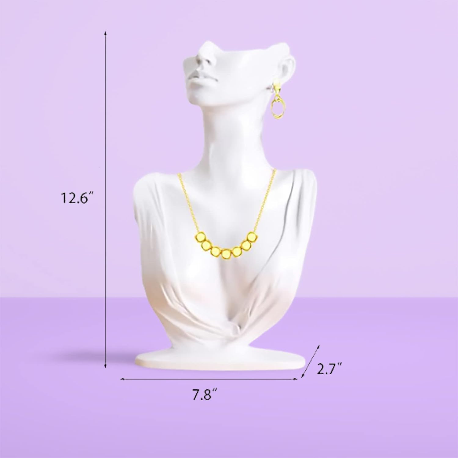 White Resin Jewelry Mannequin Bust Necklace Display Earring Pendant Chain Display Stand Model Holder for Shows Selling Home Decor - Image 2