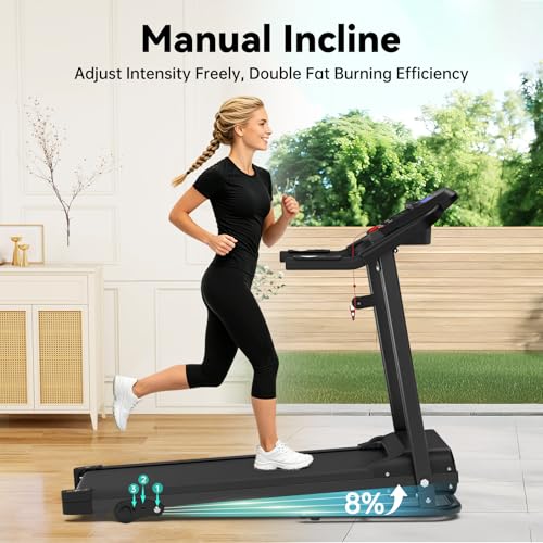 Image of Compact Home Treadmillwith 3-Level Manual Incline, 2.5HP Motor Running Treadmill for Home, Heart Rate Sensor, 0.5-7.5 MPH Speed, LCD Display, 265LBS Capacity for Workout & Fat Loss