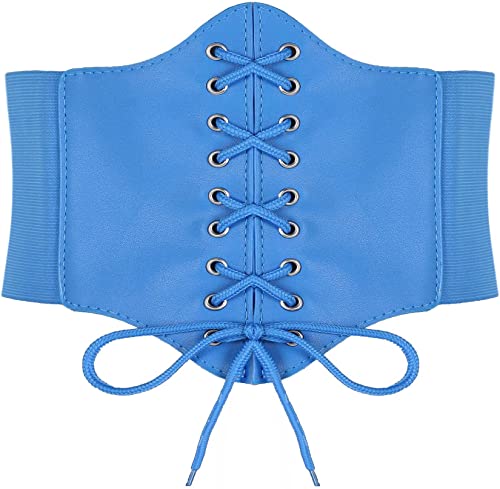 Hoerev Corsets Belt Tops Leather Vest Pirate Halloween Costume Lace Up Waist Belt Bustiers Corsets For Women