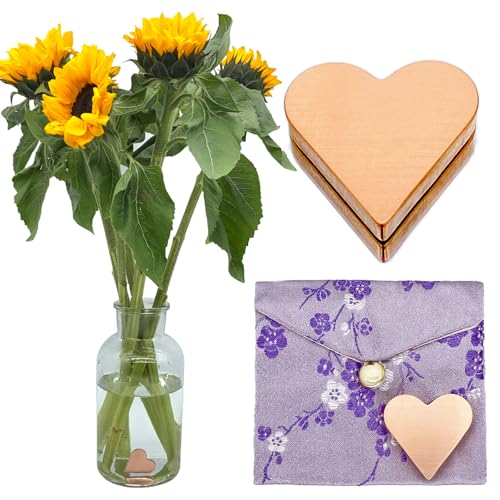 HaoTuJoho Alternative Flower Food for Fresh Cut Flowers Copper Charm Keeps Vase Water Clear Heart-Shaped 1 Pcs