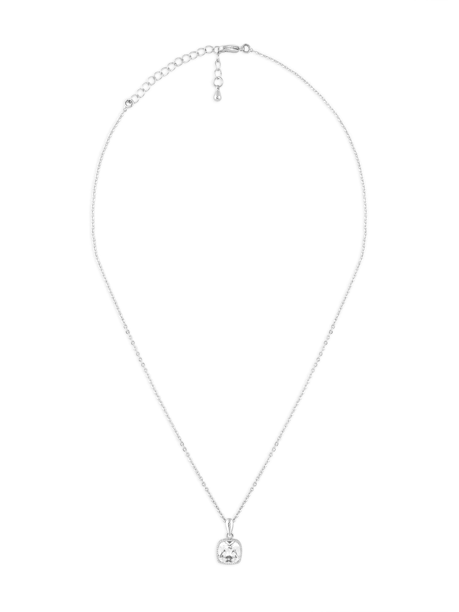 ZAVERI PEARLS Silver Contemporary Stone Brass Pendant & Chain For Women-ZPFK16613 (B0CKHYBB2B) Amazon Price History, Amazon Price Tracker