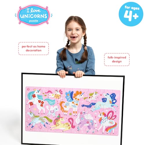 I Love Unicorns Puzzle 4+, 60 Teile Lernpuzzle für Kinder 4+, Bodenpuzzle Einhörner