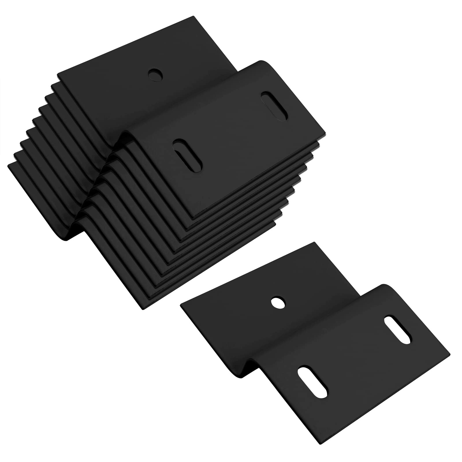 Paquete de 10 soportes en Z negros de 3 pulgadas de largo x 1-1/2 pulgadas de ancho x 5/8 pulgadas de alto, perfil de canal de doble ángulo, montaje de esquina de acero, conector de soporte de muebles | 0.08 pulgadas de grosor