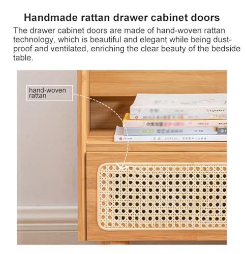 Table d'appoint en bois pour petits espaces, solution idéale de rangement compact en rotin - 4
