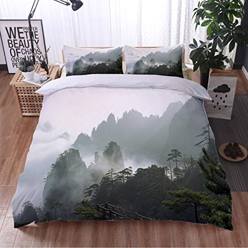 Sunnec Mountain Bedspread, Comfortable and Soft,Mountain Mist,3 Piece Bedding Set with 2 Pillow Shams Luxury,King