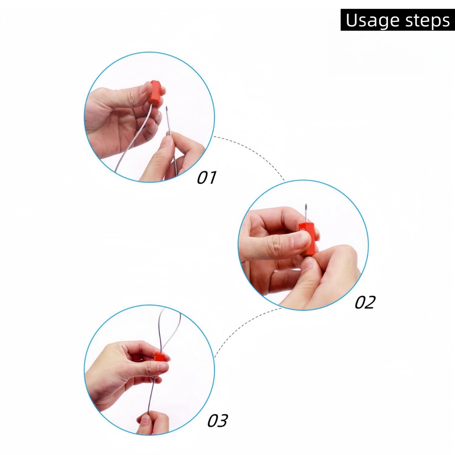 Scellés de sécurité pour conteneurs, garantie en plastique, Scellés de sécurité câble, Câble de sécurité Scelle-conteneur numéroté Tags Tams Tags 1.8mm Galvanisés Fil d'acier galvanisé Longueur