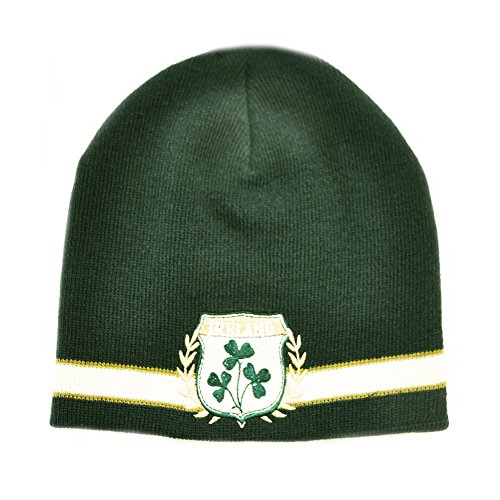 Green Ireland Shamrock Crest Knit Hat