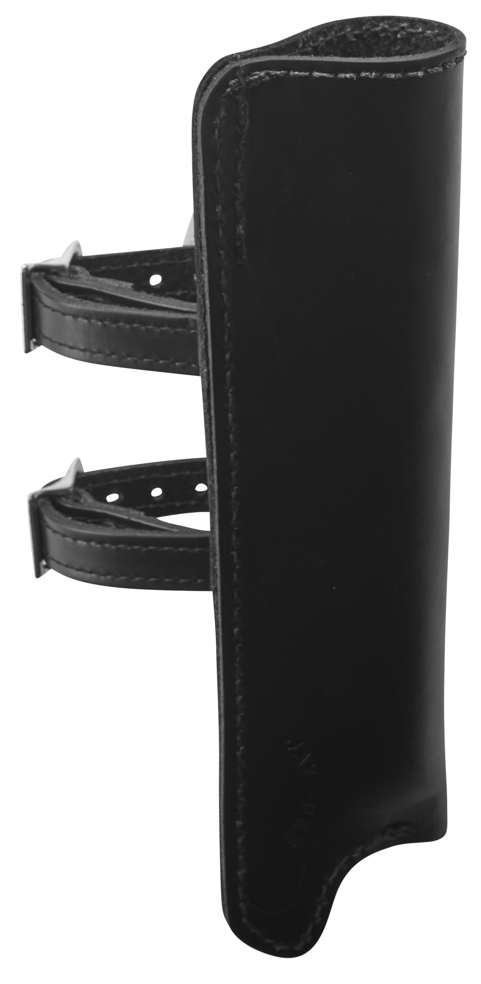 JAY-PEE Pferde-Flaggenträger aus schwarzem Leder mit Nickel-Hardware. Doppelriemen für sichere Steigbügelbefestigung