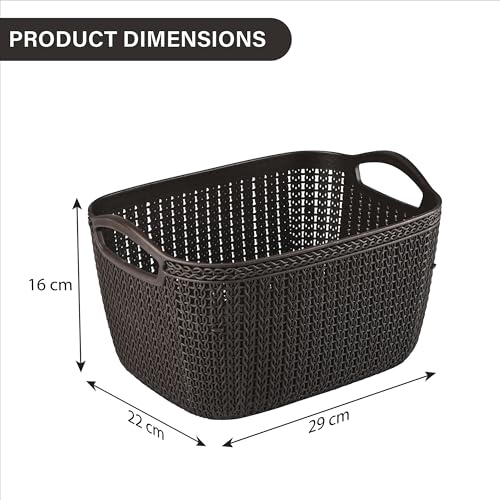 Image of Kuber Industries (10 LTR) Multi-Purpose Plastic Basket for Storage Q6 | Spacious Pooja Item Holder & Fruit Tokari | Aesthetic Home Organizers for Kitchen & Bedroom | Brown