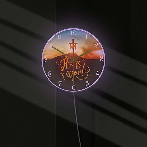 Miniatura 6 de Geek Alerts Reloj de luz cambiante USB multicolor, cristiano Pascua He is resucitado, reloj de cuarzo silencioso religioso para el hogar, decoración