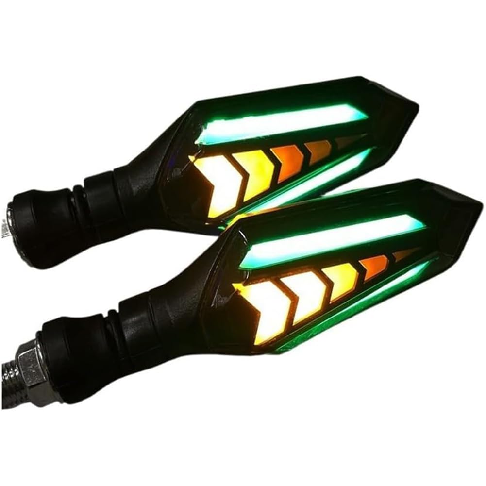 UQAHGRCHR Motorcycle LED Turn Signal Light for 50cc 70cc 90cc 110cc 125cc 140cc Zu 170cc 200cc 250cc, 2pcs Universal Watertight Turning Indicators, 12V Daytime Running Lights, Accessories,Green