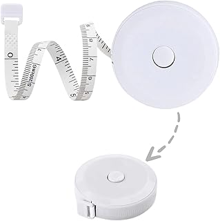 メジャー200cm 巻き尺 【片手操作・自動巻取・2WAY】裁縫 洋裁 定規 三囲 胸囲 腹囲 バスト ウエスト 身体測定 センチ インチ メジャー 巻取りボタン付き 計測 手芸 軽量 多機能測定 (白)