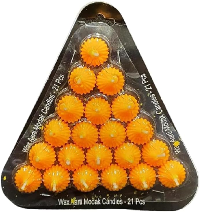Prokart Modak Shaped 21pc Candles Candle for Ganesh Chaturthi Decoration, Home Decoration, Birthday, Wedding, Unscented Premium Wax Candles for Diwali Celebration