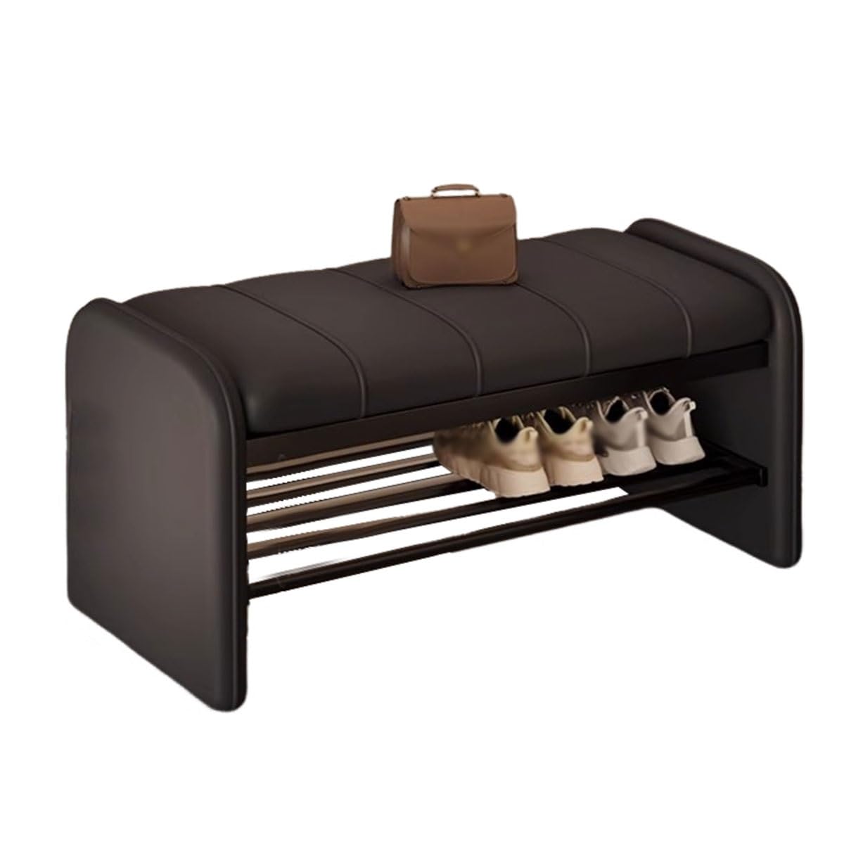Banc d'entrée avec coussin moelleux en cuir pour s'asseoir confortablement