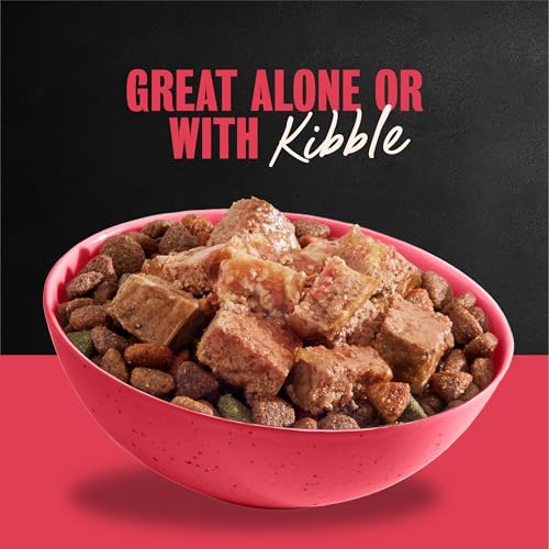 Image of Cesar Loaf & Topper Wet Dog Food, Beef, Bacon & Cheese, 3.5 oz, 24 Count | Beef #1 ingredient, easy to digest, no fillers or added sugar, complete & balanced, use as meal or topper, easy peel trays