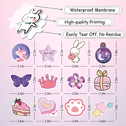 100Pcs Cute Stickers For Kids Pink Kawaii Water Bottle Stickers For Laptop Hydroflask Skateboard Waterproof Aesthetic Stickers For Teens Boys Girls #TOP3