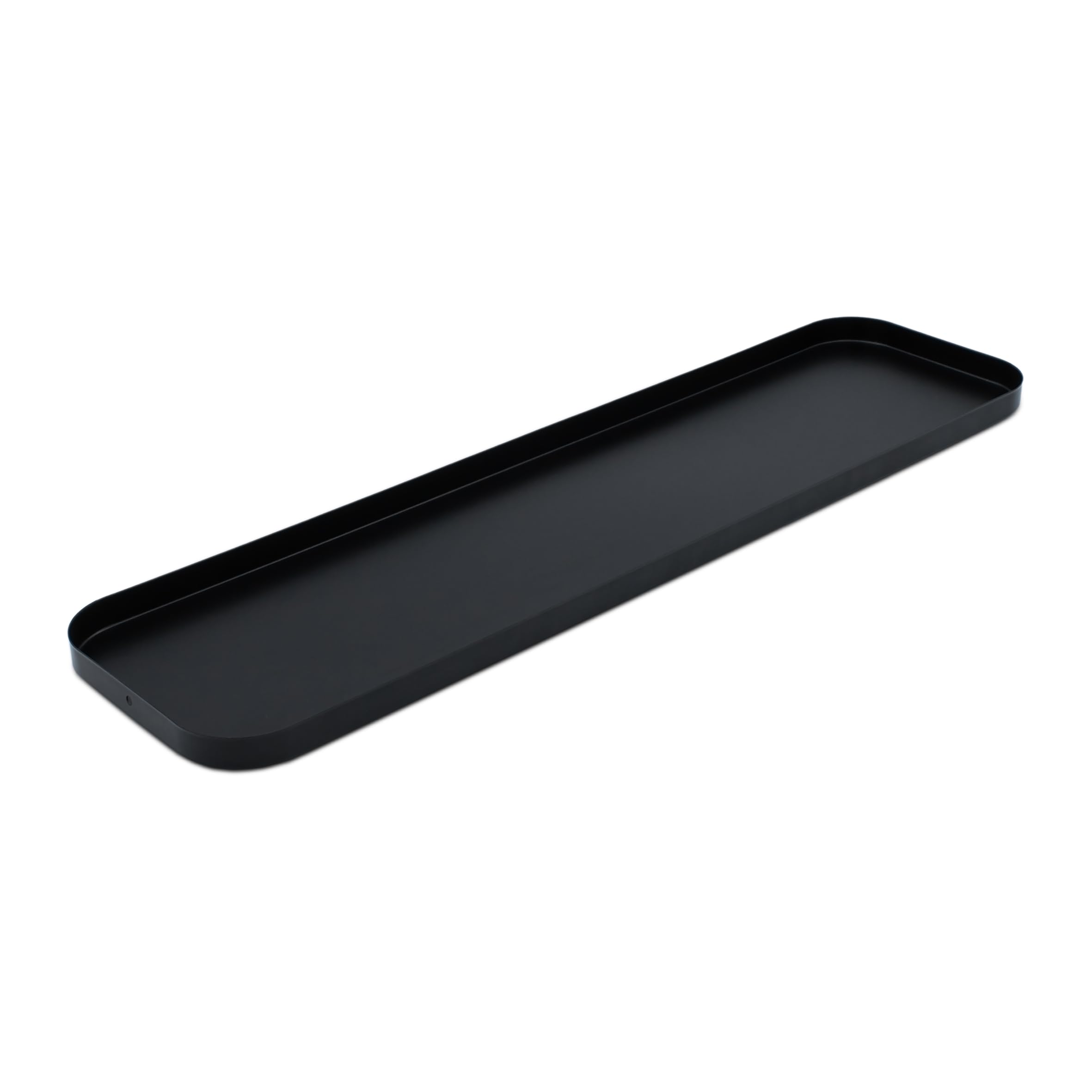 Metall Kerzentablett schwarz - 50 cm x 13 cm - Dekotablett recheckig mit Rand - Deko Teller Servier Geschenk Kerzen Tablett