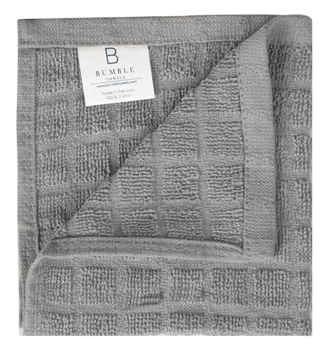 Image of Bumble Dish Cloths (8 Pack) | 12 inch x 12 inch | 100% Cotton Kitchen Towels | 406 GSM | Soft, Highly Absorbent & Durable Dish Towels for Kitchen | Gray
