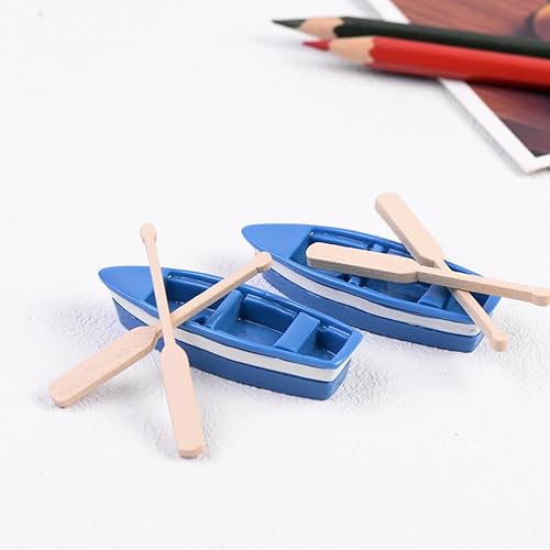 Miniatura 3 de SAFIGLE 5 juegos de decoración de mini barcos y paletas, miniatura náuticas de resina y madera para casa de muñecas, jardín, hogar, vacaciones y