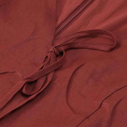 Image of Amazhiyu Womens 100% Linen Summer V Neck Tie Front Sleeveless Mini Tank Dress