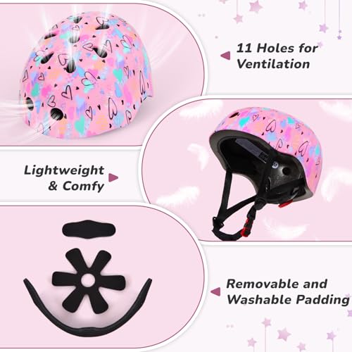 Image of Kids Bike Helmet for Girls 3-5 /5-8 /8-14, Adjustable Helmet with DIY Cat Ears, Cute Toddler Youth Helmets for Skateboard Scooter Cycling Roller Skating