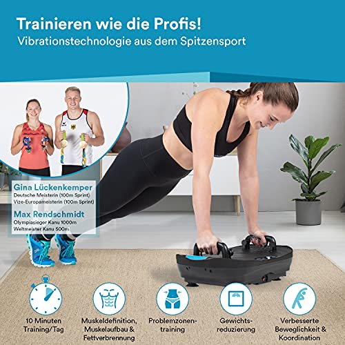 Skandika Vibrationsplatte V2 | Trainingsgriffe und Trainingsbänder, Oszillierende Vibration, Curved Design, leiser Motor… – Bild 3