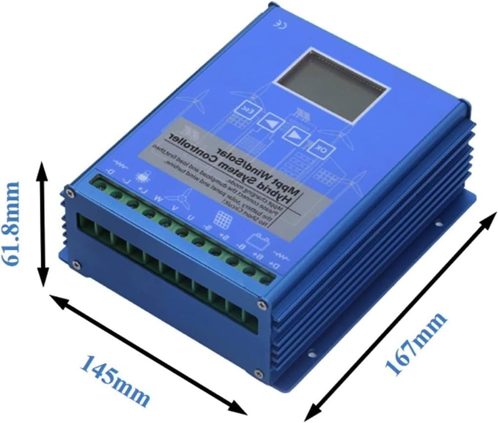 Regolatore di carica ibrido MPPT da 10000 W per energia eolica e solare, 12 V/24 V/48 V, adattivo e automatico, per generatori eolici e pannelli solari.