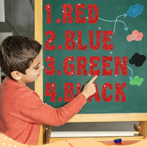 Image of Bulletin Board Letters 74 PCS Glitter Letter Stickers Large 5 Inch, Red | 12 Sheets,Alphabet Number Stickers,Self-Adhesive,Sticker Letters for Poster Board,Classroom,Display,Mailbox,Craft,Party Decor