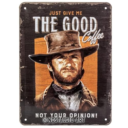 Nostalgic-Art Plaque Vintage, The Good Coffee – Idée de Cadeau pour Fans de cinéma, en métal, Design Retro pour la décoration, 15 x 20 cm