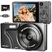 Digital Camera 4K 64MP Compact Digital Camera with 32GB SD Card, 2.8" IPS Screen,18X Digital Zoom Autofocus, 2000mAh Battery, USB transfer, Kids Camera for Teenagers, Beginners (Black)