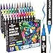 STATIONERY ISLAND Acrylstifte für Steine Wasserfest 36 Farben 1-5mm Dual Tip Acrylmarker für Halloween Basteln, Kürbis Malerei, Rock Painting, Glas, Papier, Ei, Leinwand, Keramik, Stoff, DIY Crafts