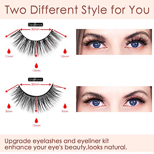 [2 Pairs]3D Magnetic Eyelashes, Reusable Fake Eyelashes,Magnetic Eyeliner Kit with Applicator and Tweezers Eyelashes Extensions - Thumbnail 3