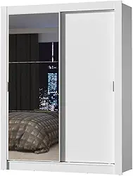 Guarda-Roupa Solteiro Madesa Denver 2 Portas de Correr com Espelho - Branco