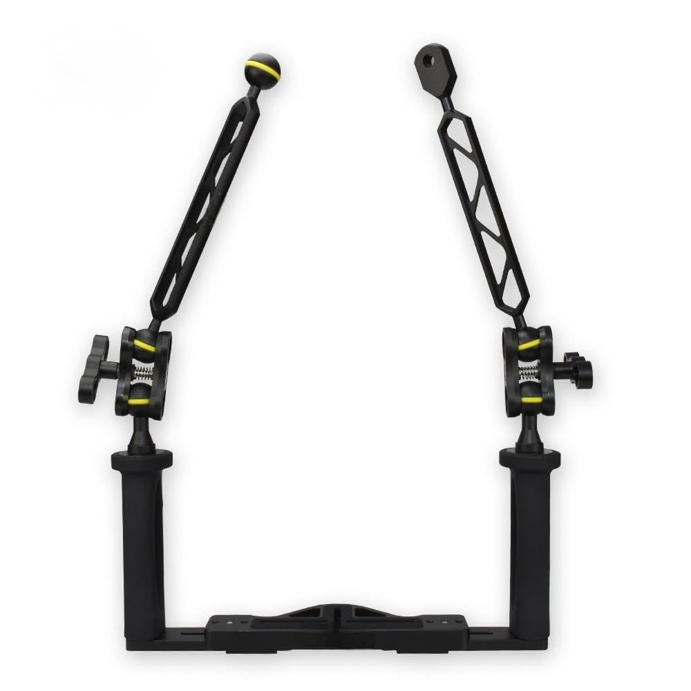 Underwater Camera Tray, Dual Handle Stabilizer Adjustable Width Aluminum Alloy with Ball Clamp Mounts Compatible with Seafrogs Waterproof Camera Housing (YH-TS6)
